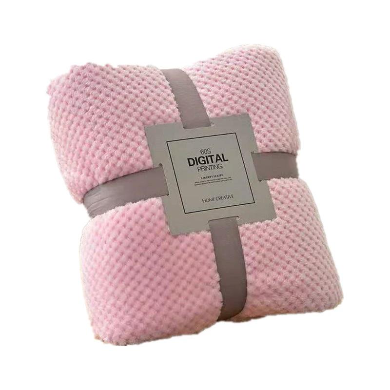 Pure Color Mesh Pineapple Grid Fleece Blanket by GJG Denim