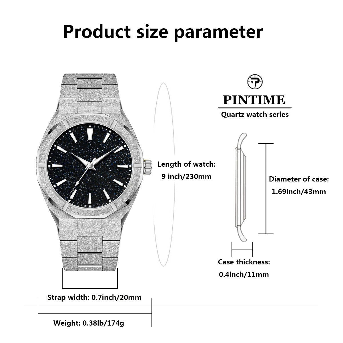 Men's Stainless Steel Frosted Luminous Business Watch by GJG Denim