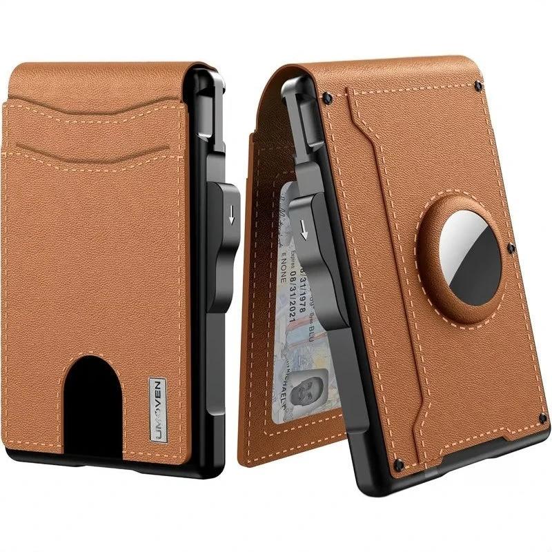 Men's Card Holder Large Capacity Flip Carbon Fiber Metal Cartridge by GJG Denim