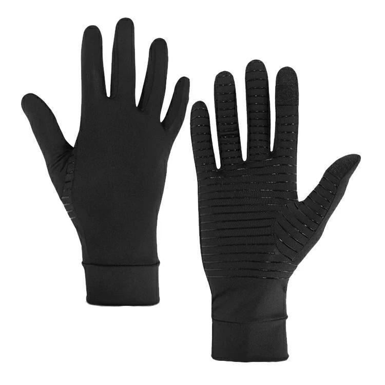 Copper Fiber Pressure Full Finger Touch Screen Gloves For Men by GJG Denim