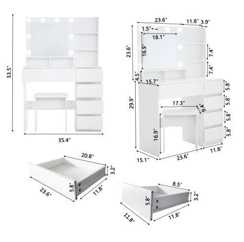 Makeup Vanity Desk Set With Mirror & Light by GJG Denim