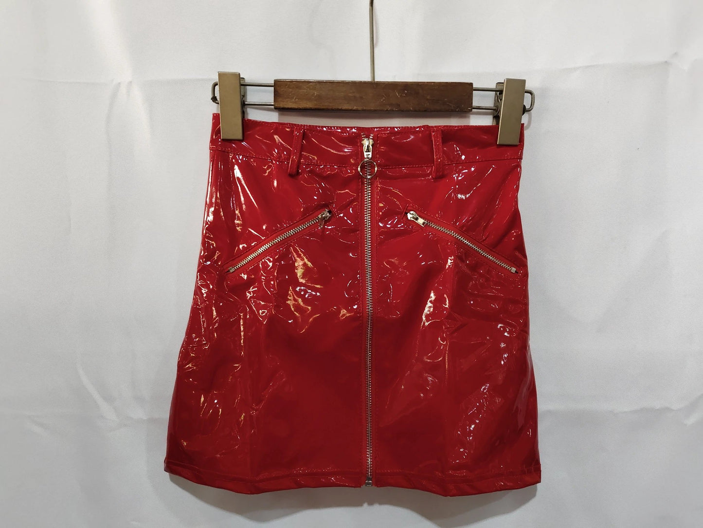 Bright PVC Patent Leather Hip Skirt by GJG Denim