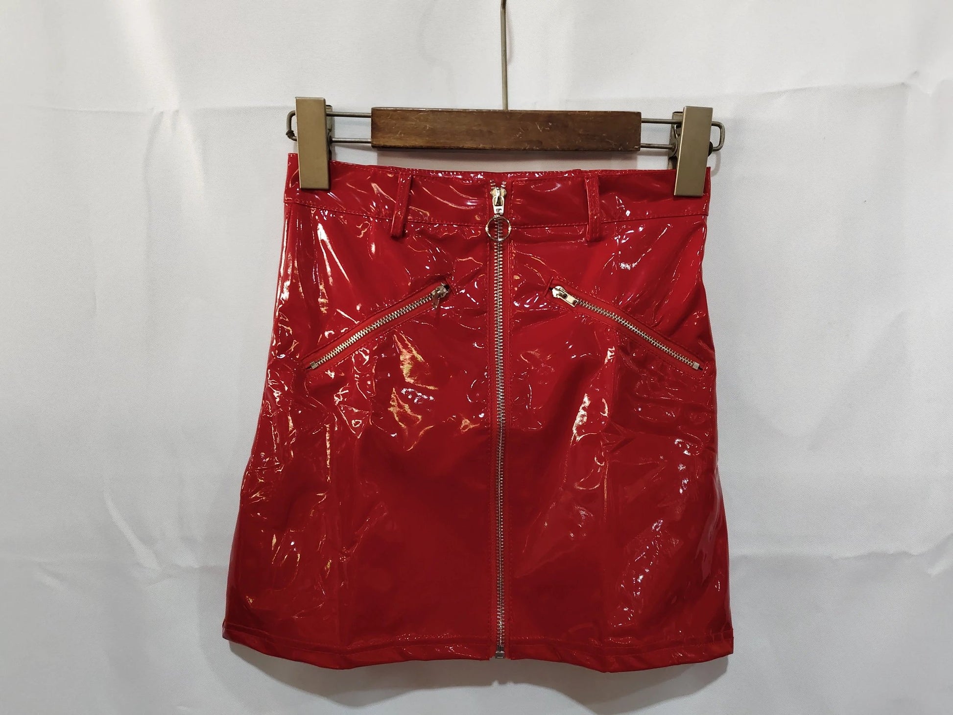 Bright PVC Patent Leather Hip Skirt by GJG Denim