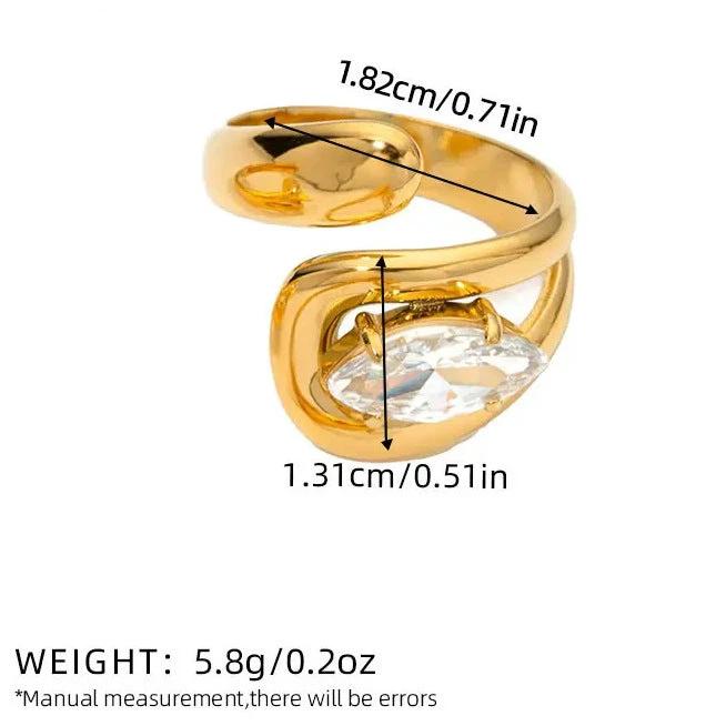 Retro Titanium Steel Ring Niche High-End Square Zircon Stainless Steel Jewelry Cross-Border Hot-Selling by GJG Denim