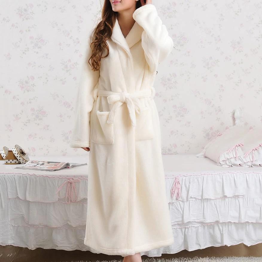 Coral Fleece Pajamas Women Thickened Flannel Long-sleeved Men's Bathrobes Home Clothes by GJG Denim