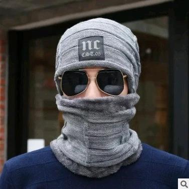 Men's Knitted Beanie and Neck Warmer Set by GJG Denim