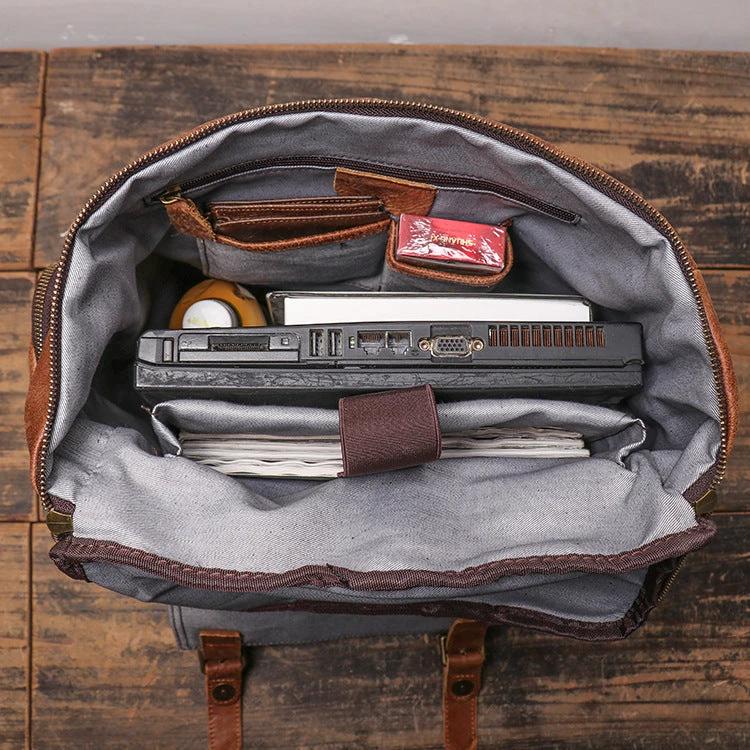 Retro Men's Genuine Leather Backpack by GJG Denim