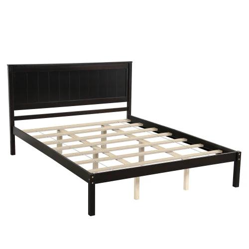 Platform Bed Frame With Headboard, Wood Slat Support, No Box Spring Needed, Queen,Espresso by GJG Denim