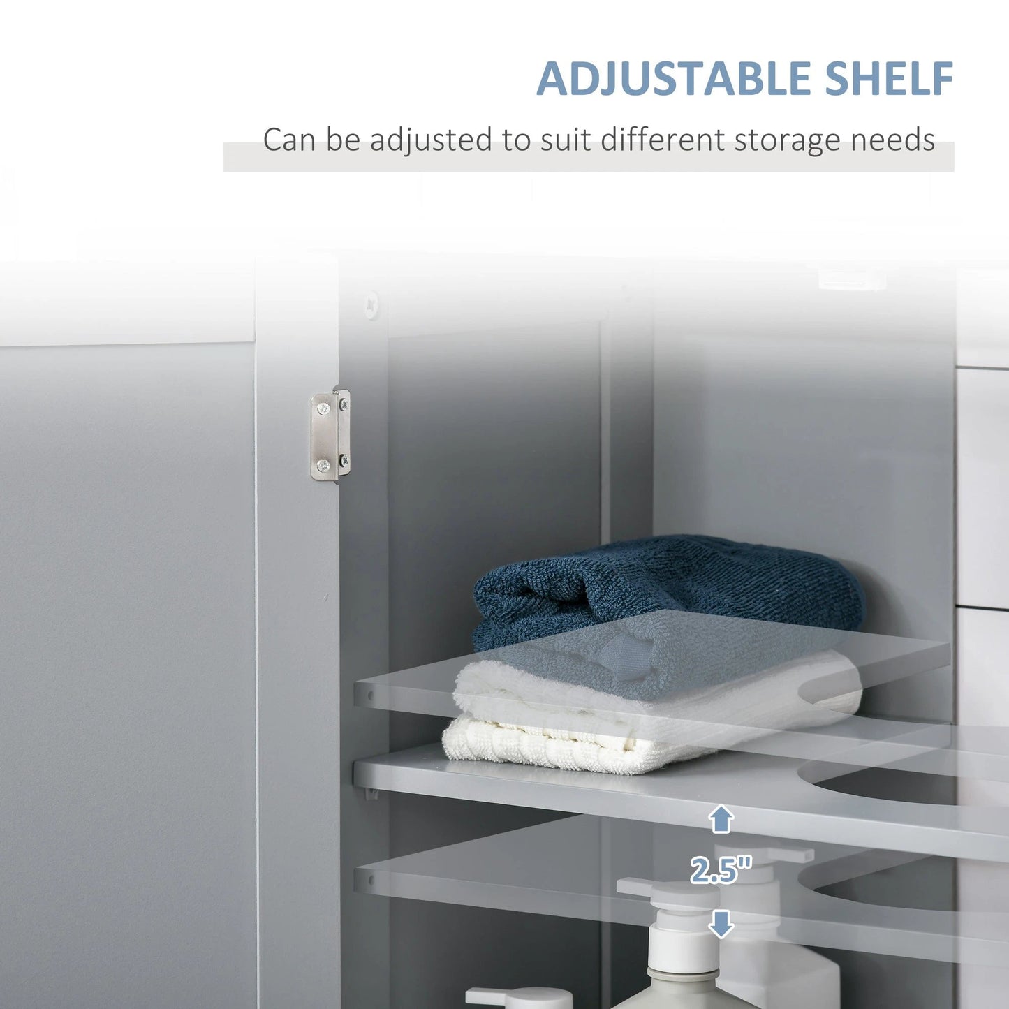 Bathroom Vanities, Bathroom Sink Cabinets with U-Shape Cut-Out and Adjustable Internal Shelf, Gray by GJG Denim