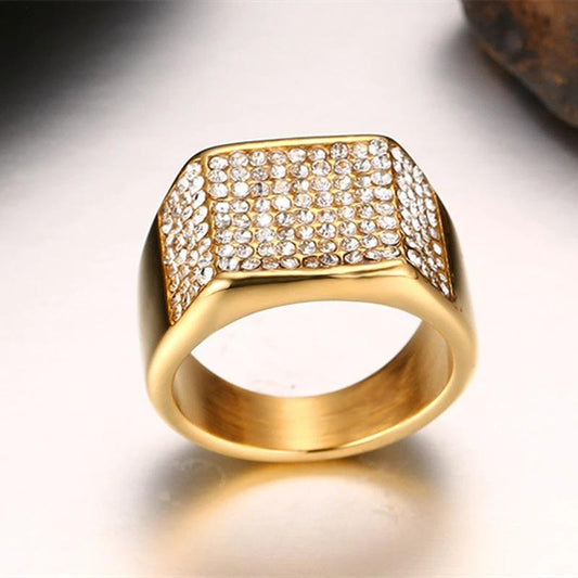 Men's Titanium Steel Zircon Ring by GJG Denim