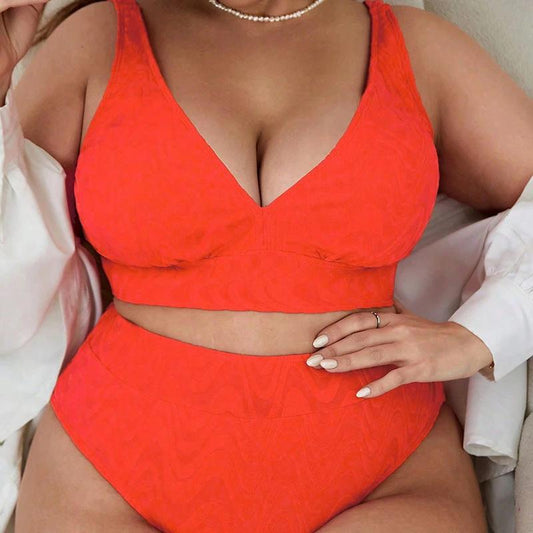 Women's Halter Strap Plus Size Split Bikini by GJG Denim