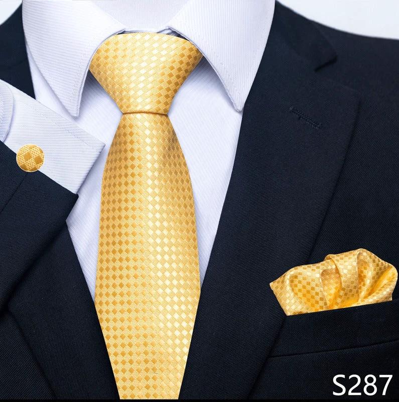 Men's Creative All-match Business Formal Wear Tie Scarf Cufflink Set by GJG Denim