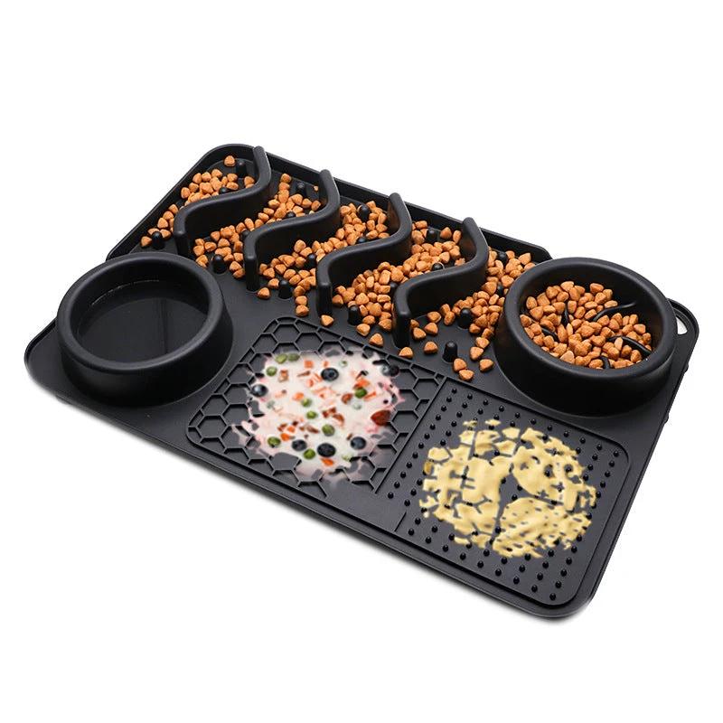 Dog Silicone Licking Pad Pet Licking Mat Silicone Smelling Mat Multifunctional Food Bowl Pets Supplies by GJG Denim