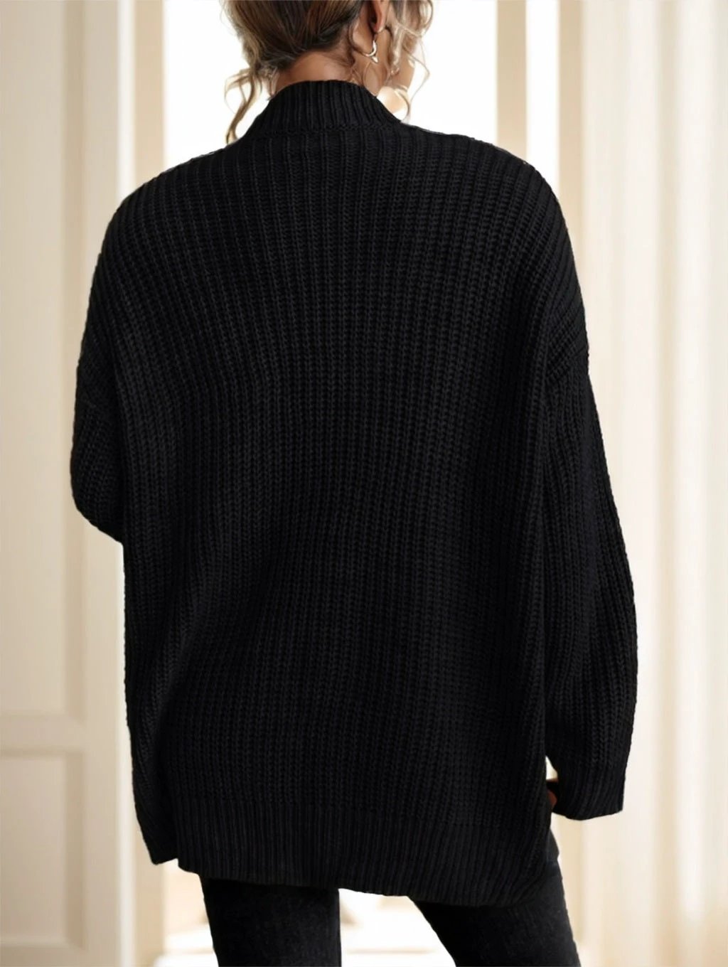 Chiquease Solid Dual Pockets Ribbed Knit Cardigan,Long Sleeve Tops by GJG Denim