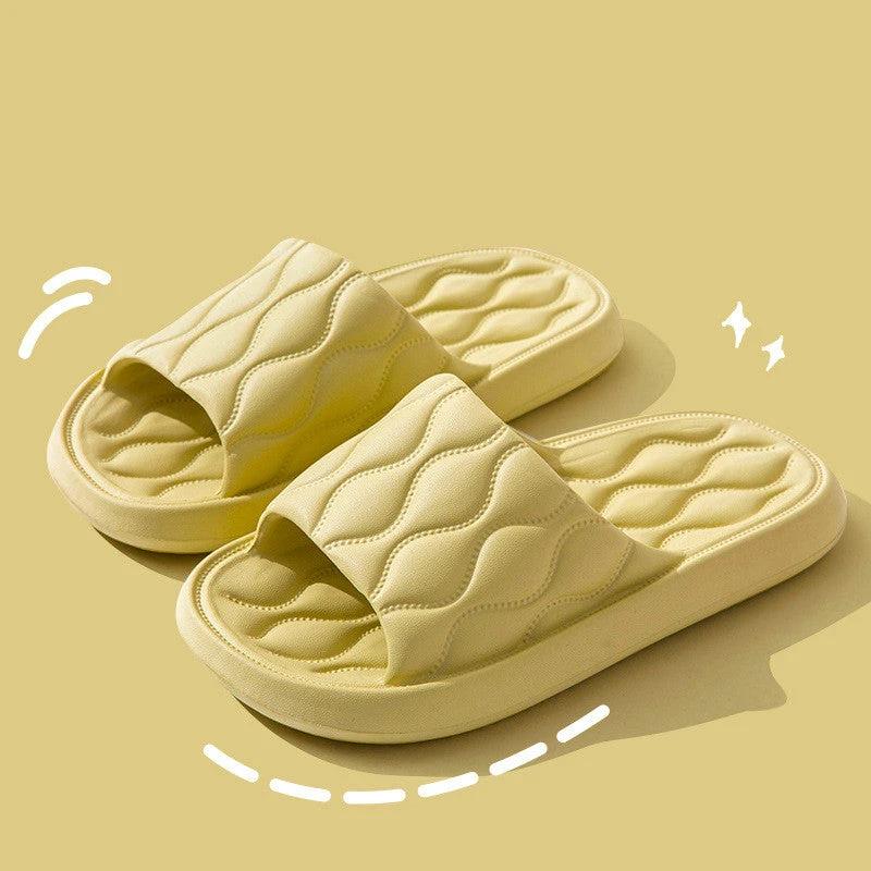 Ripple Style House Slippers EVA Soft Bathroom Slippers Women Men Shoes Home by GJG Denim