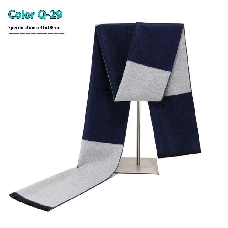 Men's Warm Cashmere-like Striped Scarf by GJG Denim