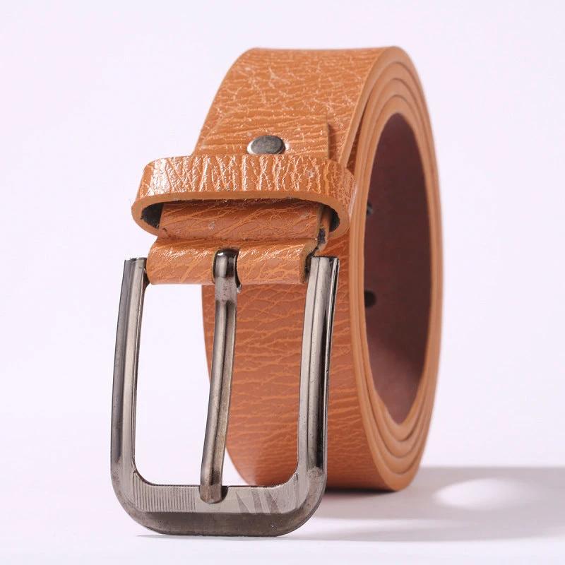 Men's Casual Leather Belt With A Pin Buckle by GJG Denim