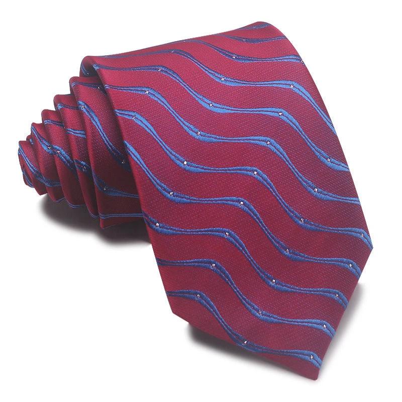 Men's 8CM Polyester Jacquard Striped Ties by GJG Denim