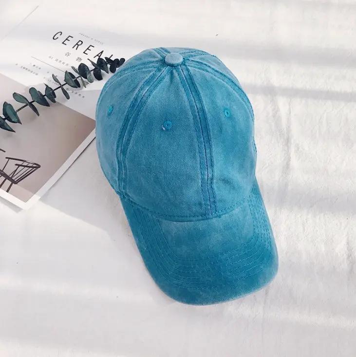 Men's Retro Washed Cotton Soft Top Baseball Cap by GJG Denim