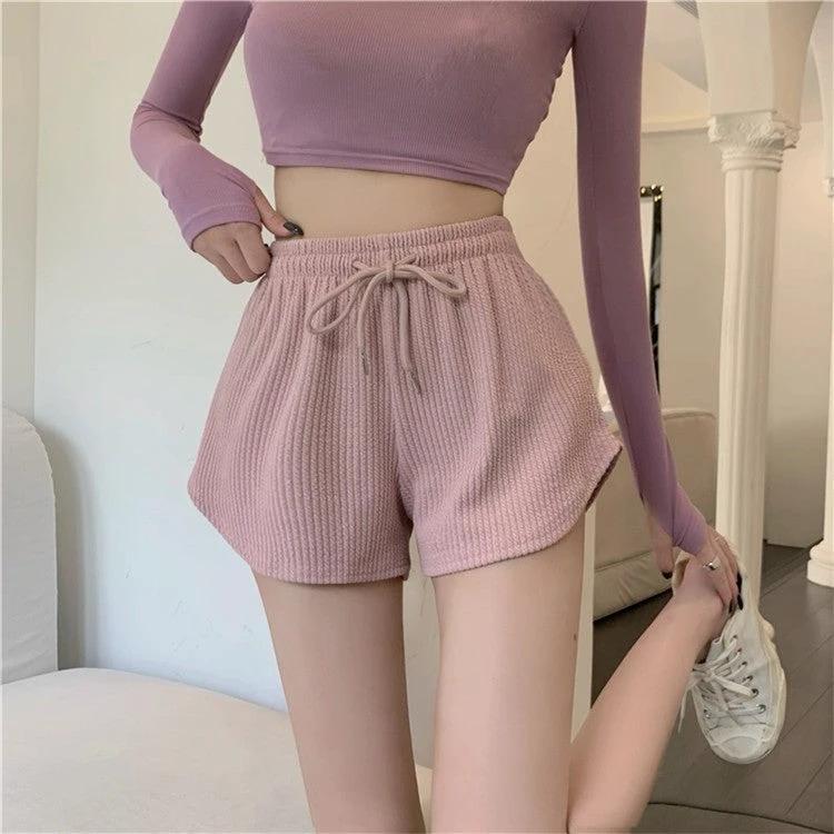 Waffle Casual All-Match Sports Shorts For Women by GJG Denim