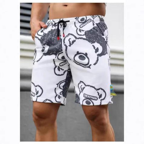 Bear Print Shorts For Men by GJG Denim