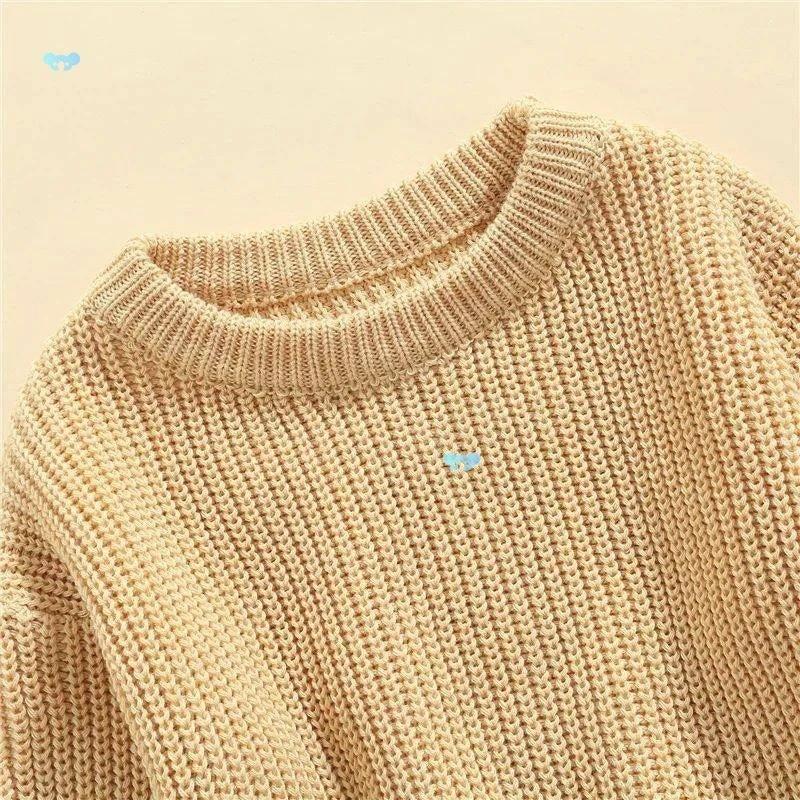 Girls' Solid Color Crew Neck Casual Sweater by GJG Denim
