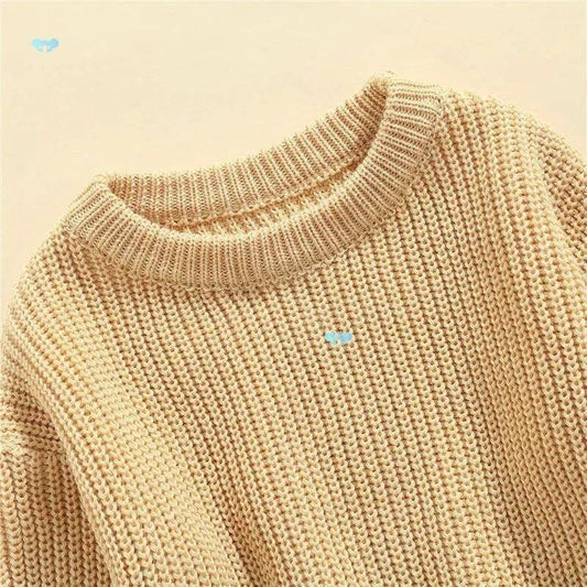 Girls' Solid Color Crew Neck Casual Sweater by GJG Denim
