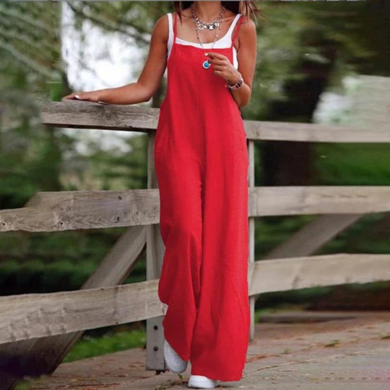 Plus Size Women's Solid Color Casual Jumpsuit - Sleeveless Romper With Pockets For Spring&Summer by GJG Denim