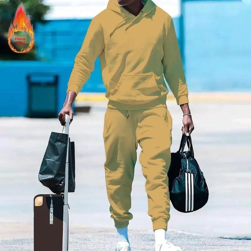Men's Loose-Fit Two-Piece Sports Sweatshirt Set by GJG Denim