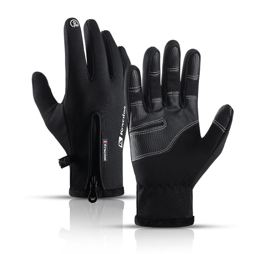Reflective Velvet Warm Gloves For Men by GJG Denim