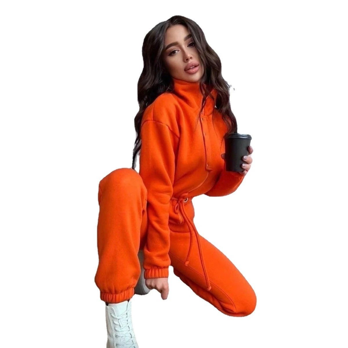 Stand-up Collar Cinched Leisure Jumpsuit by GJG Denim