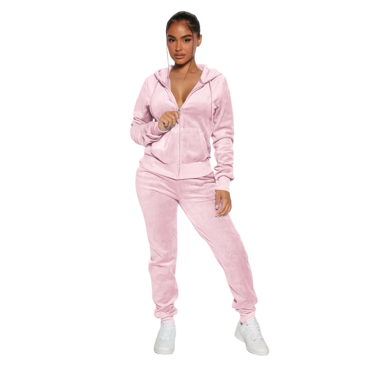Women's Casual Silver Fox Fur Top And Pants Two-piece Set by GJG Denim