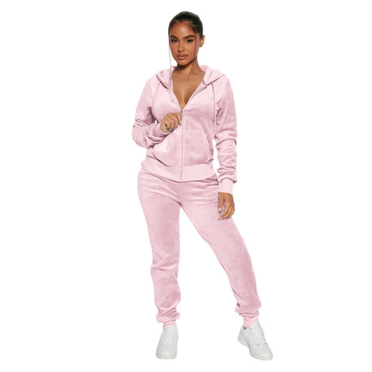 Women's Casual Silver Fox Fur Top And Pants Two-piece Set by GJG Denim