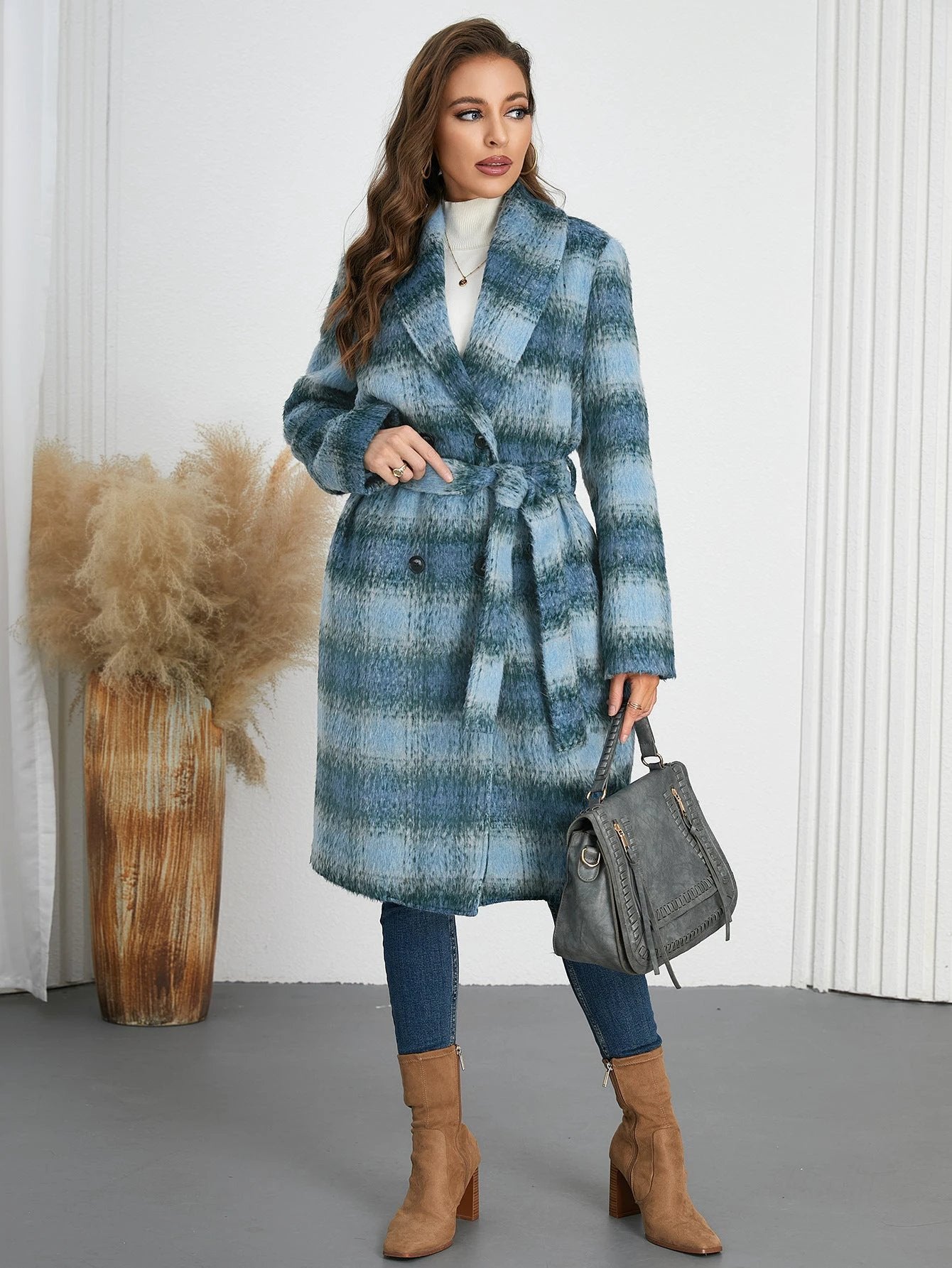 Winter Retro Slim Temperament Double Row Long-cut Coat by GJG Denim