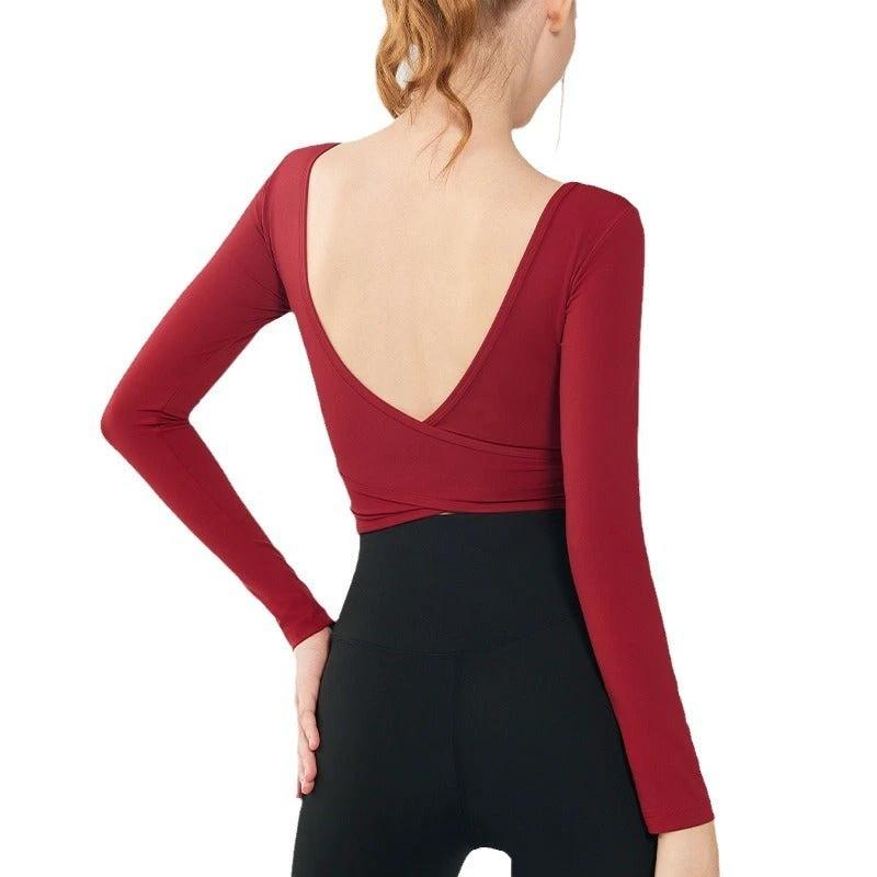 Beauty Back Long Sleeve T-shirt Running Training Workout Clothes by GJG Denim