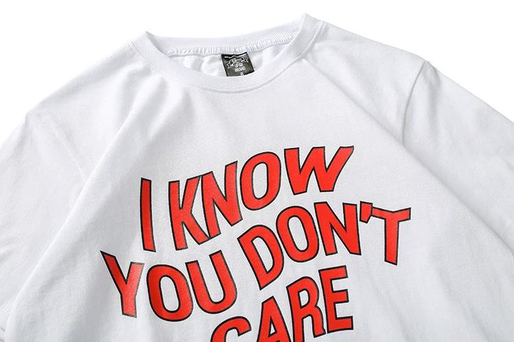 Men's " I Know You Don't Care" Short-sleeved T-shirt by GJG Denim