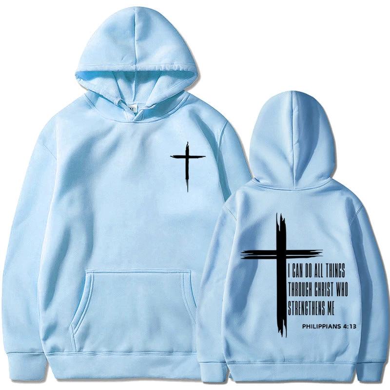 Men's "I Can Do All Things Through Christ" Hoodie by GJG Denim