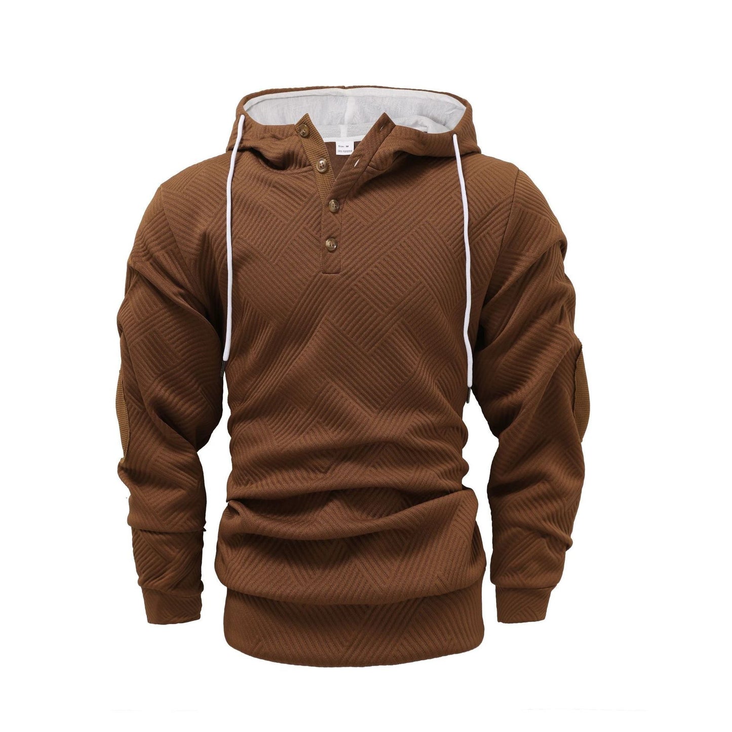 Men's Solid Color Loose Jacquard Hooded Sweater by GJG Denim