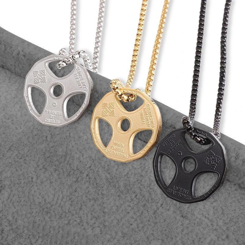 Fitness Dumbbell Plate Necklace For Men by GJG Denim