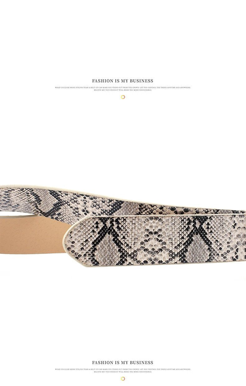Needle-free Round Buckle Leisure Women's Belt Youth Fashion Wide Belt by GJG Denim