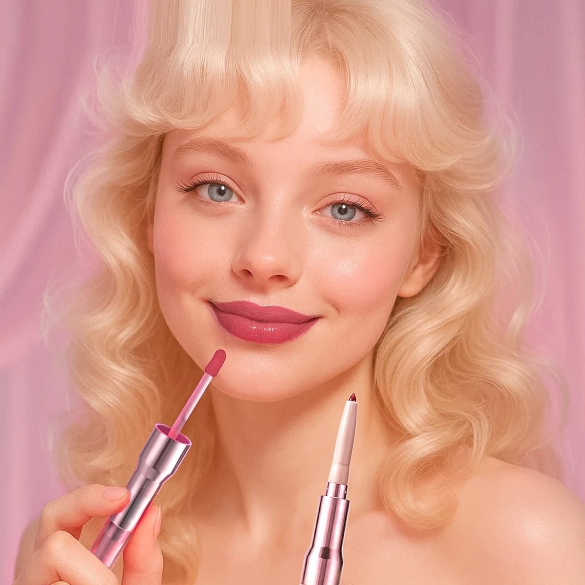 Double-headed Lip Liner Mirror Lip Gloss Two-in-one Multi-purpose Outline Lip Shape by GJG Denim