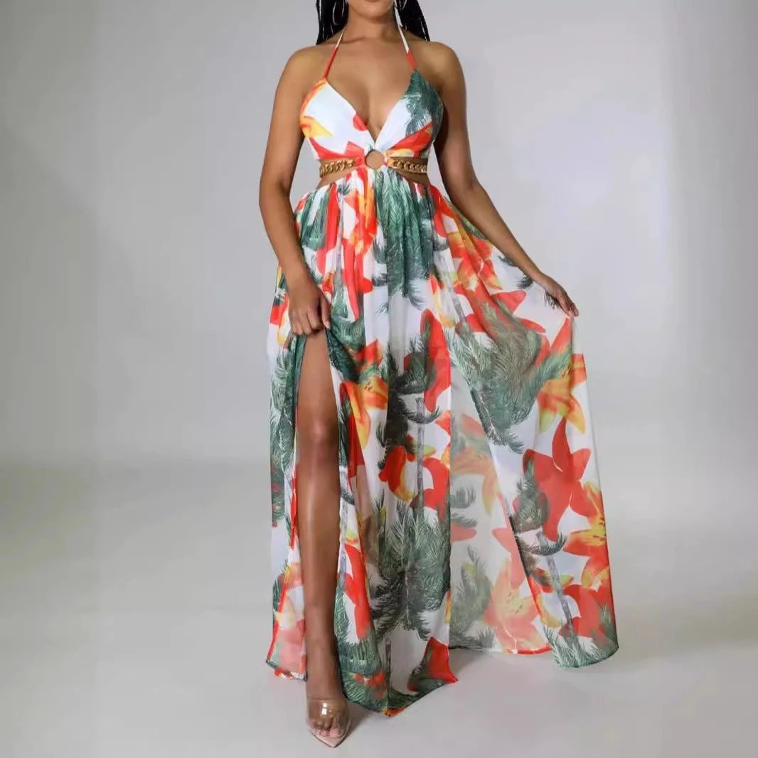 Tropical Floral Printed Dress Sling Style by GJG Denim