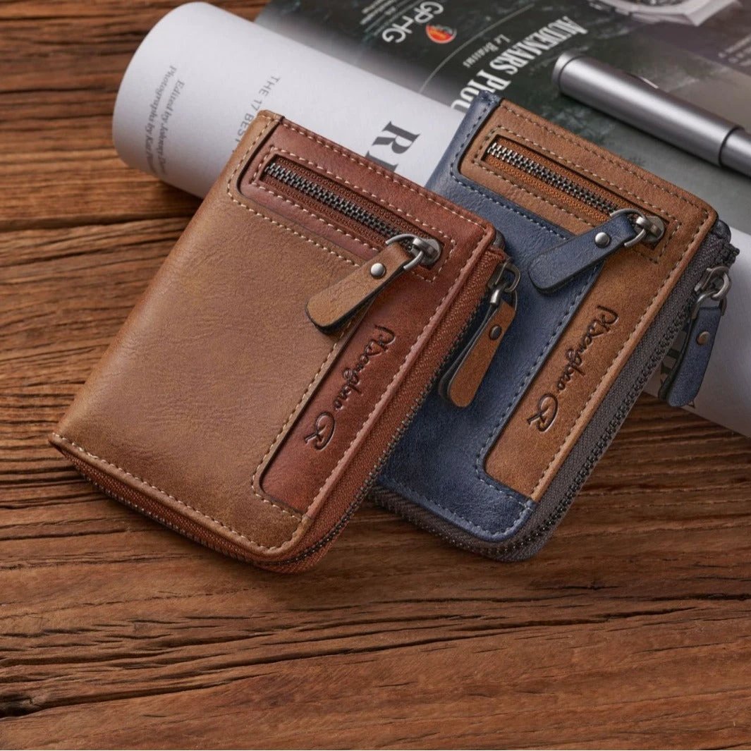 Men's Multi-functional Short Zipper Wallet by GJG Denim