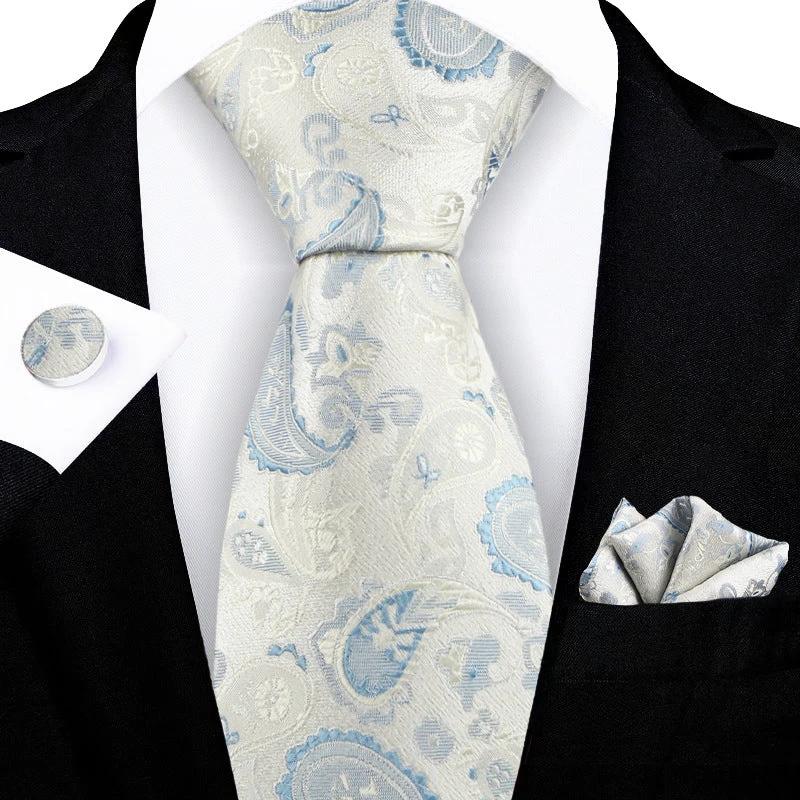 Jacquard-embroidered Cashew Flower Tie For Men by GJG Denim