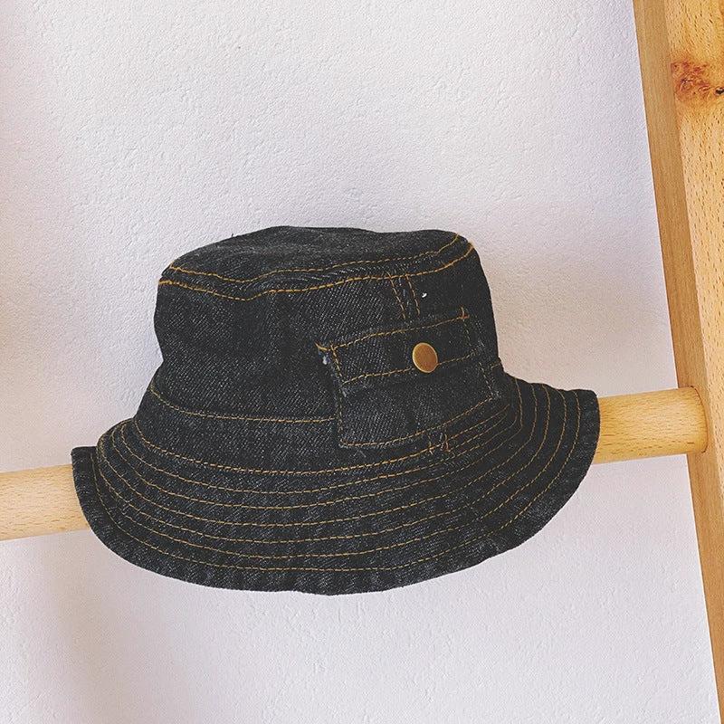 Children's Spring And Autumn Pocket Design Denim Pot Hat by GJG Denim