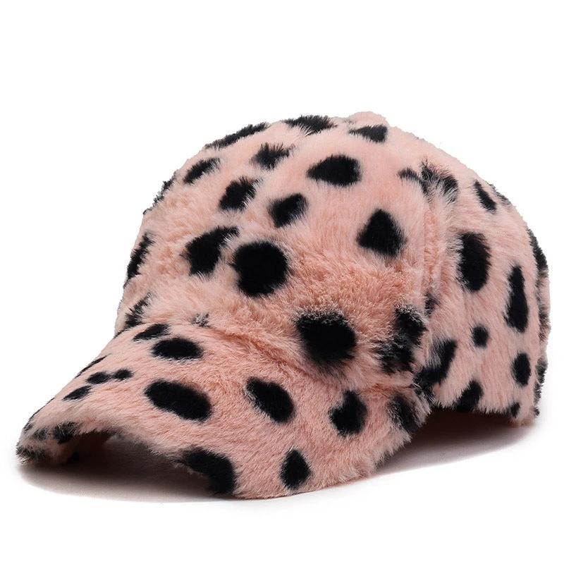 Fashion Leopard Fleece Baseball All-matching Peaked Cap by GJG Denim