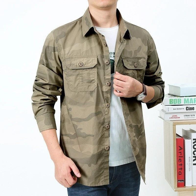 Loose Outdoor Casual Camouflage Shirt by GJG Denim