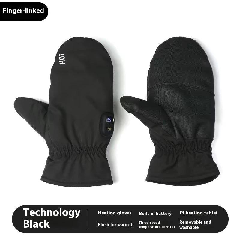 Men's Warm Thick Windproof Electric Heating Gloves by GJG Denim