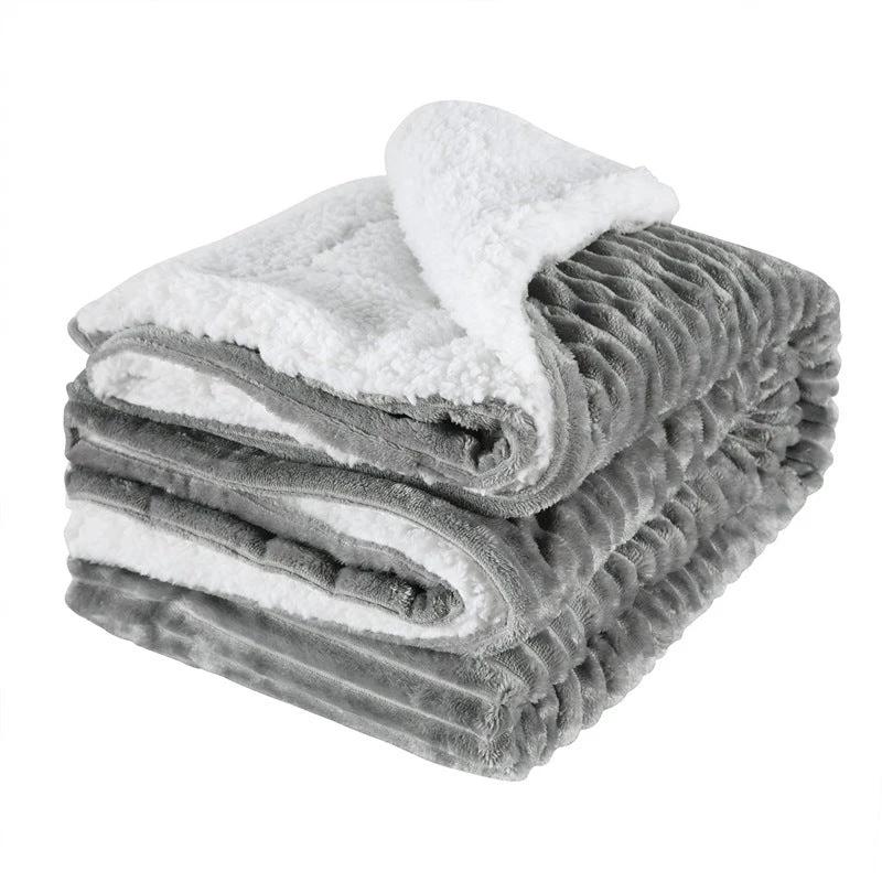 Thickened Flannel Lamb Wool Composite Double Leisure Blanket by GJG Denim