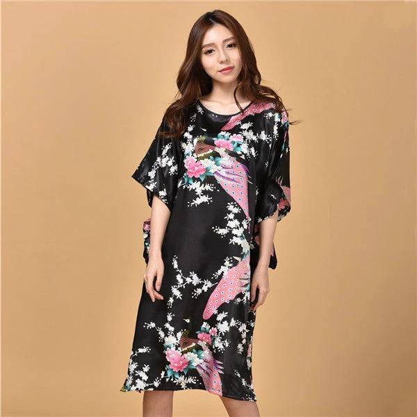 Printed peacock plus size nightdress by GJG Denim